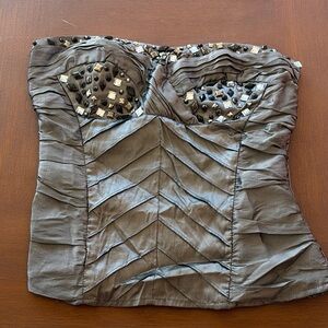 DO+BE Gray Sweetheart Sleeveless Bustier Top